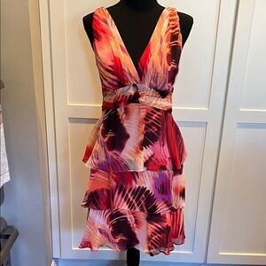 Bisou Bisou Vibrant Pink and Red Midi Dress